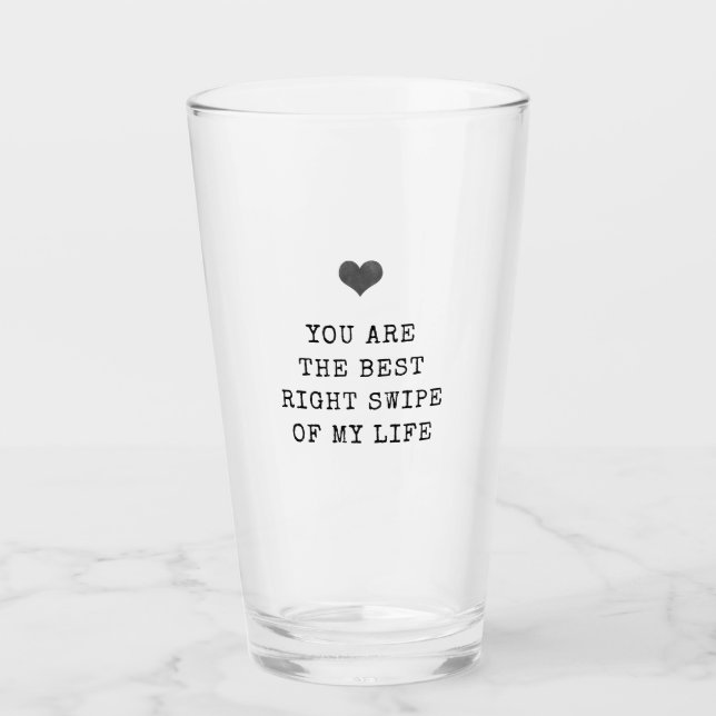 Minimalist black and white Valentine's Glass (Front)