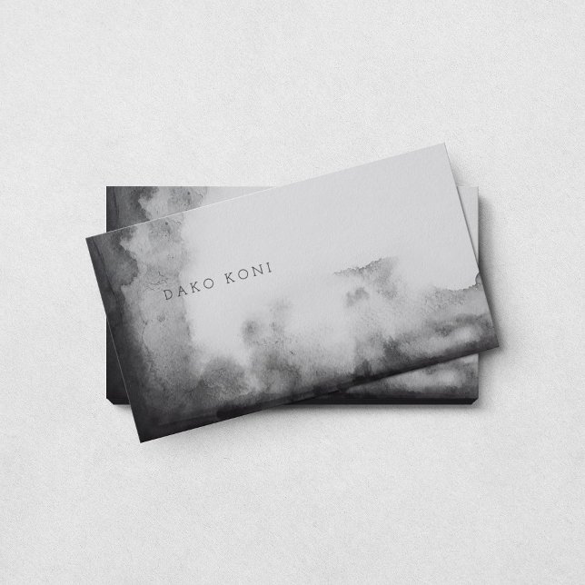 Minimalist black and white watercolor business card (Creator Uploaded)