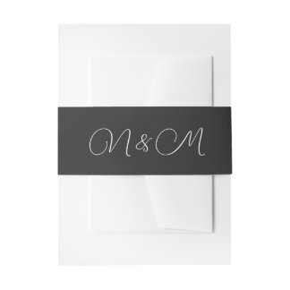 Minimalist Black and White wedding Belly Band Invitation Belly Band