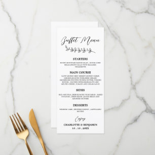 Minimalist Black And White  Wedding Buffet Menu