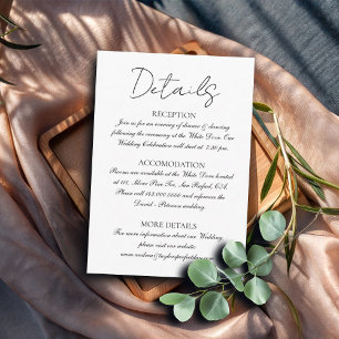 Minimalist Black and White Wedding Details Enclosure Card