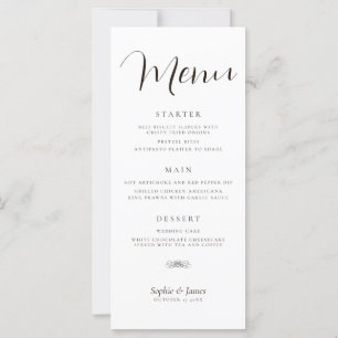 Minimalist Black And White Wedding Dinner Menu