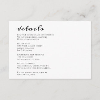 Minimalist Black and White Wedding Enclosure Card