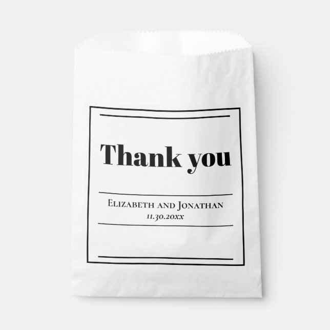 Minimalist Black and White Wedding Favour Bags (Front)