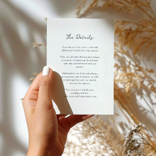 Minimalist Black and White Wedding Guest Details Enclosure Card