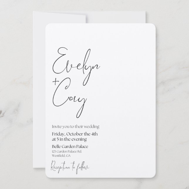 Minimalist Black and White Wedding Invitation (Front)