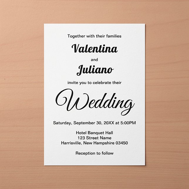 Minimalist Black and White Wedding Invitation (Typography style black and white wedding invitation)
