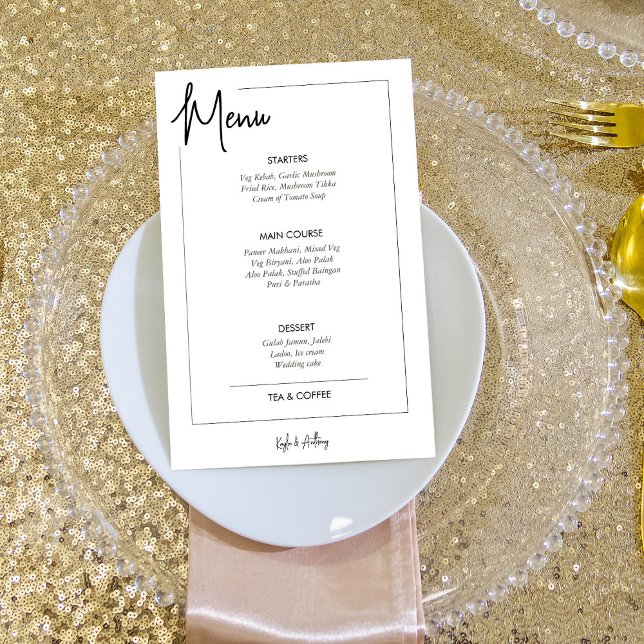 Minimalist black and white wedding menu bar drinks (Creator Uploaded)