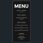 Minimalist Black and white wedding menu card<br><div class="desc">Modern and minimalist: big bold black and white letters,  perfect for the lovers of simplicity. Text colour fully customisable.</div>
