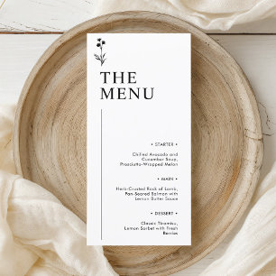 Minimalist Black and White Wedding Menu Card