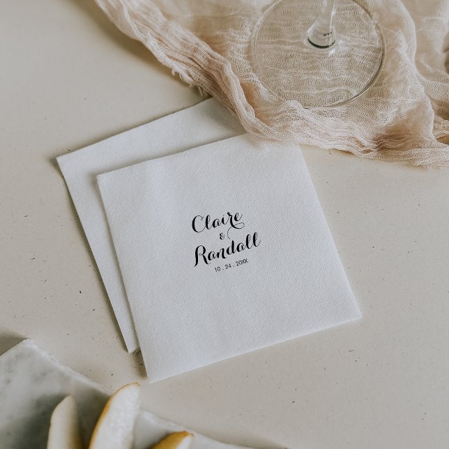 Minimalist Black and White Wedding Napkins (Creator Uploaded)