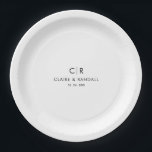 Minimalist Black and White Wedding Paper Plate<br><div class="desc">This minimalist black and white wedding paper plate is perfect for a wedding reception. The design features a beautiful black font in a white white background to embellish your event.</div>