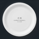 Minimalist Black and White Wedding Paper Plate<br><div class="desc">This minimalist black and white wedding paper plate is perfect for a wedding reception. The design features a beautiful black font in a white white background to embellish your event.</div>