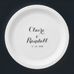 Minimalist Black and White Wedding Paper Plate<br><div class="desc">This minimalist black and white wedding paper plate is perfect for a rustic wedding reception. The design features a beautiful black font in a white white background to embellish your event.</div>