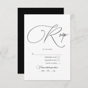 Minimalist Black and White Wedding RSVP Card