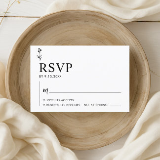Minimalist Black and White Wedding RSVP Card