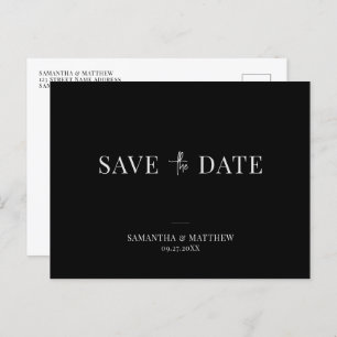 Minimalist Black and White Wedding Save The Date Announcement Postcard