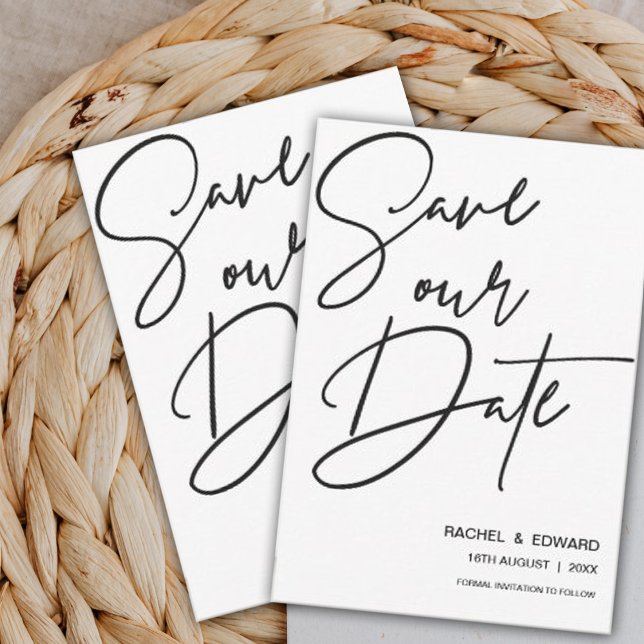 Minimalist Black and White Wedding Save the Date RSVP Card (Creator Uploaded)