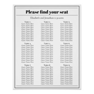Minimalist Black and White Wedding Seating Chart