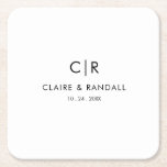 Minimalist Black and White Wedding Square Paper Coaster<br><div class="desc">This minimalist black and white wedding square paper coaster is perfect for a simple wedding reception. The design features a beautiful black font in a white background to embellish your event.</div>