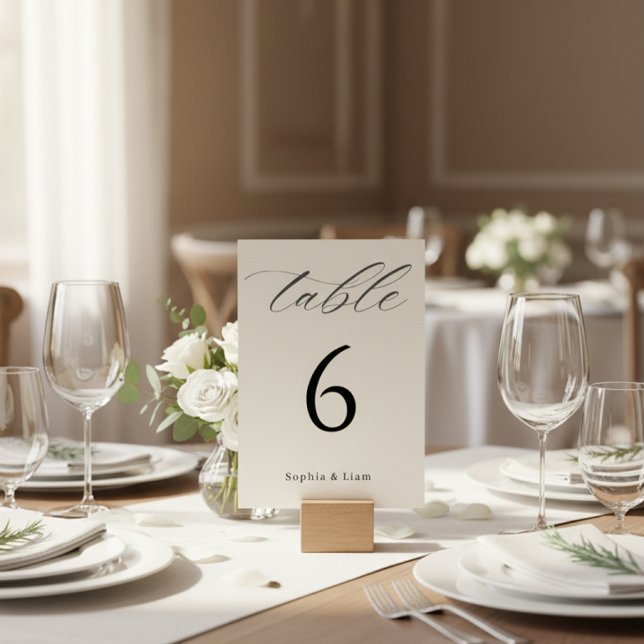 Minimalist Black and White Wedding Table Number  Pedestal Sign (Creator Uploaded)