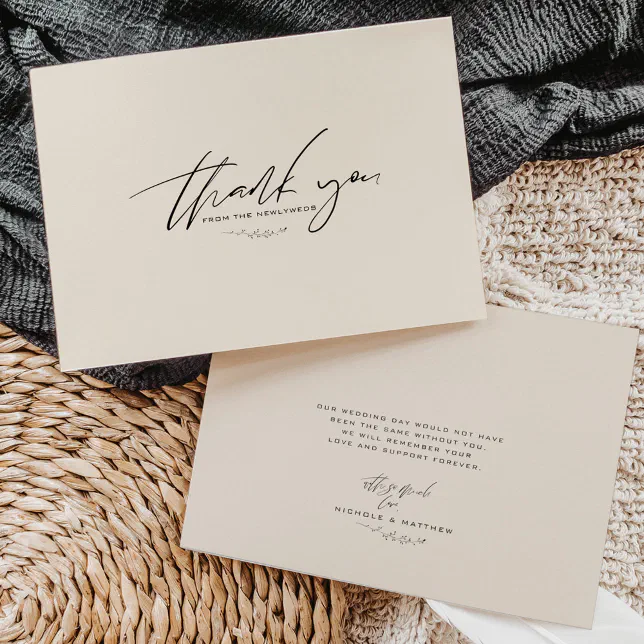 Minimalist Black and White Wedding Thank You Card | Zazzle