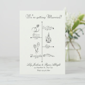 Minimalist Black and White Wedding Timeline Programme
