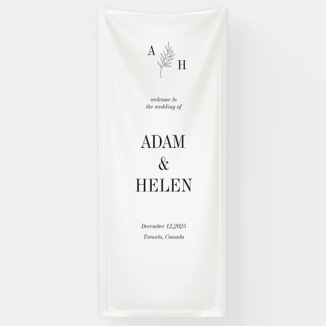 Minimalist Black and White Wedding Welcome Banner (Vertical)