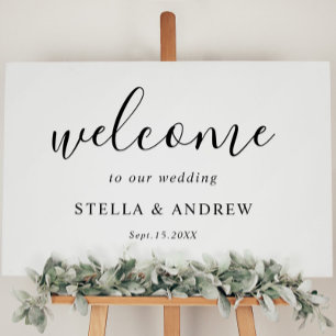 Minimalist Black and White Wedding Welcome Sign
