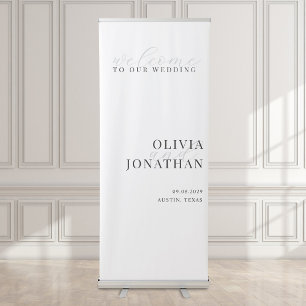 Minimalist Black and White Welcome To Our Wedding Retractable Banner