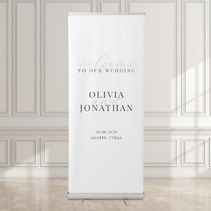 Minimalist Black and White Welcome To Our Wedding Retractable Banner