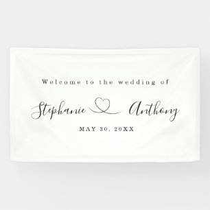 Minimalist Black and White With a Heart Wedding   Banner