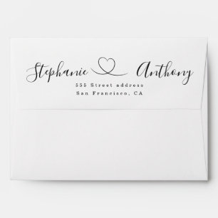 Minimalist Black and White With a Heart Wedding Envelope