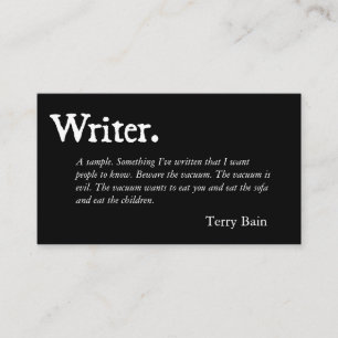 Minimalist Black and White Writer Business Card
