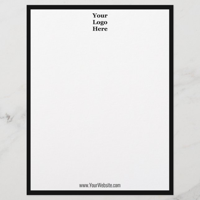 Minimalist Black and White Your Logo Here Custom Letterhead (Front)