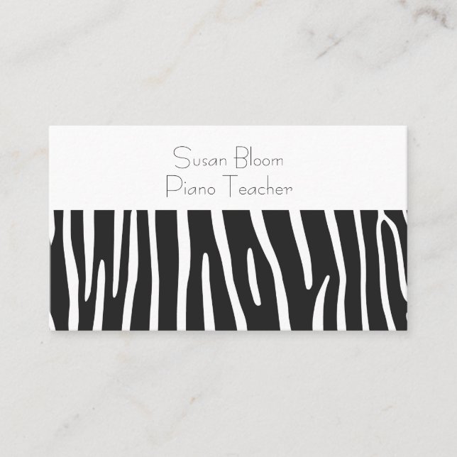 Minimalist Black and White Zebra Stripe Business Card (Front)