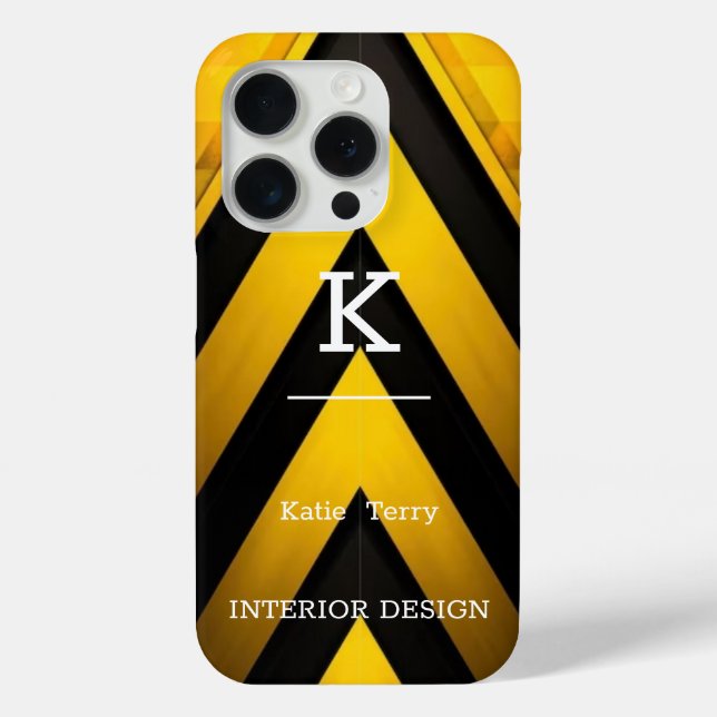 Minimalist Black and yellow Modern Monogram Case (Back)