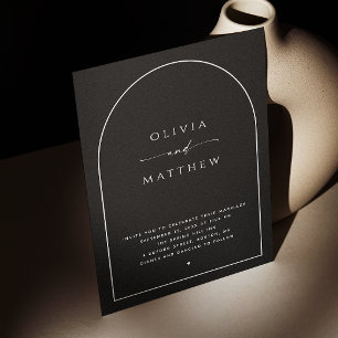 Minimalist Black Arch Wedding   Photo & QR Code Invitation