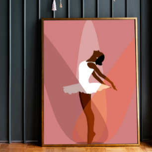 Minimalist Black Ballerina African American dancer Poster