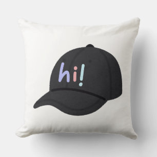 Minimalist Black Baseball Cap Hi Greeting Cushion