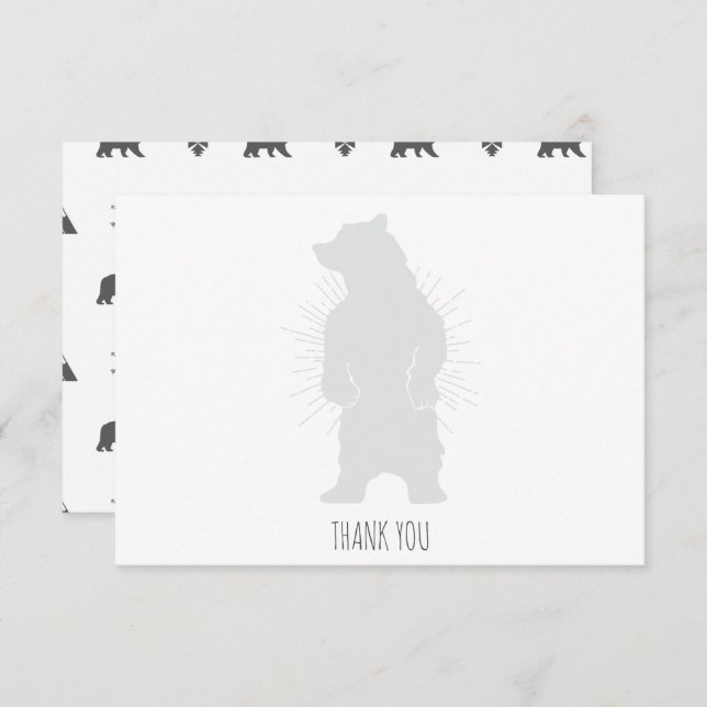Minimalist Black Bear Birthday Thank You Card (Front/Back)