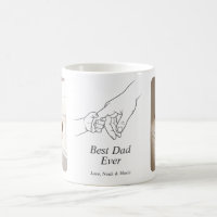 Minimalist Black Best Dad Ever Photo Hand Line Art