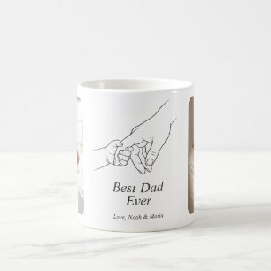 Minimalist Black Best Dad Ever Photo Hand Line Art Coffee Mug