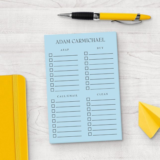 Minimalist Black & Blue Organised Things to Do Post-it Notes (Creator Uploaded)