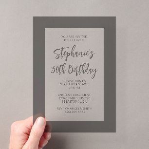 Minimalist Black Border 30th Birthday Acrylic Invitations
