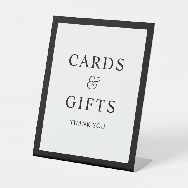 Minimalist Black Border Cards & Gifts Pedestal Sign (Front)