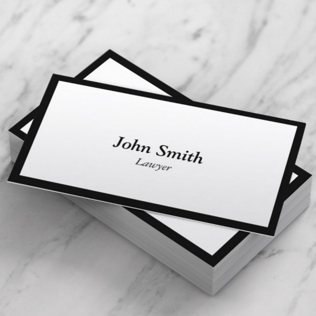 Minimalist Black Border Elegant Lawyer Business Card (Creator Uploaded)