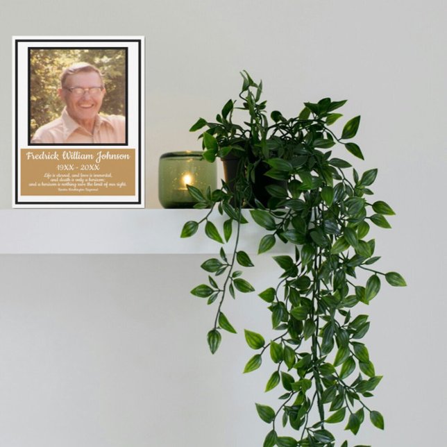 Minimalist Black Border Gold Name Quotes Funeral  Programme (Creator Uploaded)