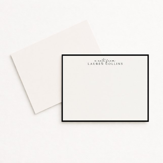 Minimalist Black Border Personalised Note Card (Creator Uploaded)