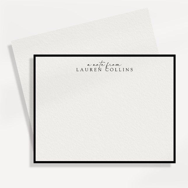Minimalist Black Border Personalised Note Card (Creator Uploaded)